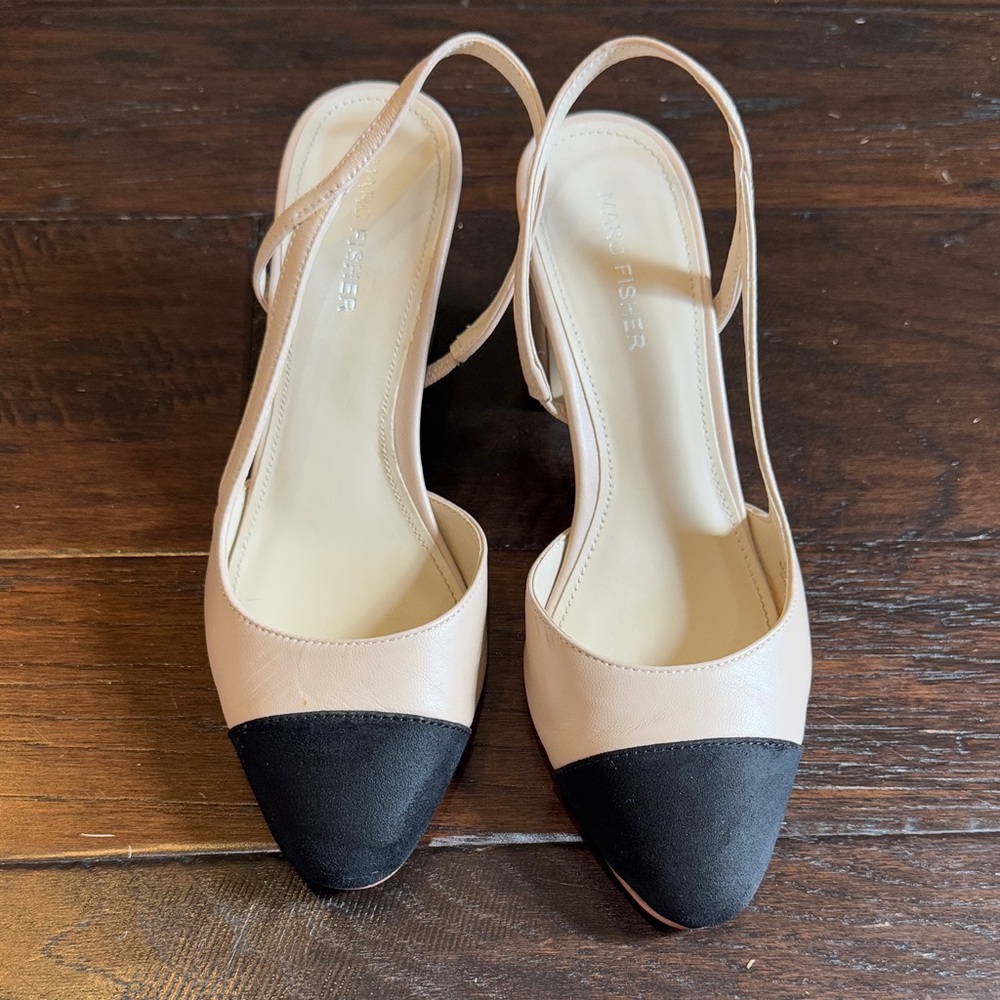 Marc Fisher Black and Cream Heels
